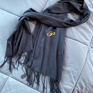 Monogramed Black Scarf/Shawl
